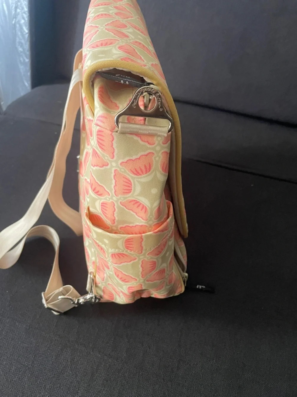 Petunia Pickle Bottom Pink & Cream Floral-Pattern Diaper Bag